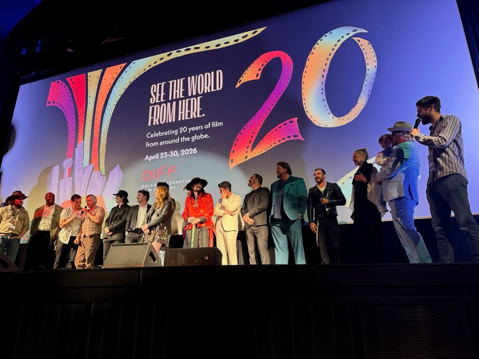 The Once Upon a Time in Texas cast and crew on stage at the 20th Dallas International Film Festival premiere